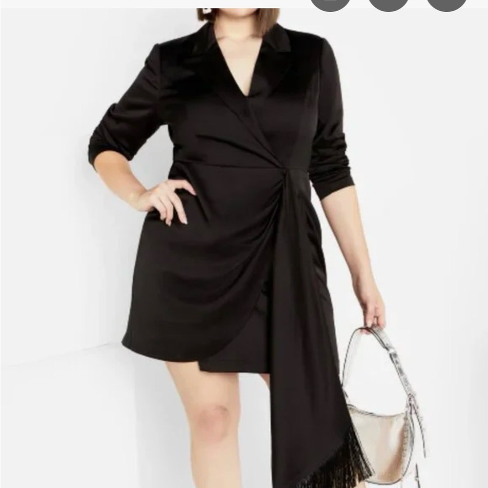 City Chic Black Asymmetrical Wrap Dress